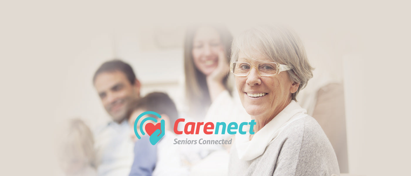 Carenect helping seniors stay connected with iphone, Samsung, 5, 6, edge, tablets, at home or traveling.